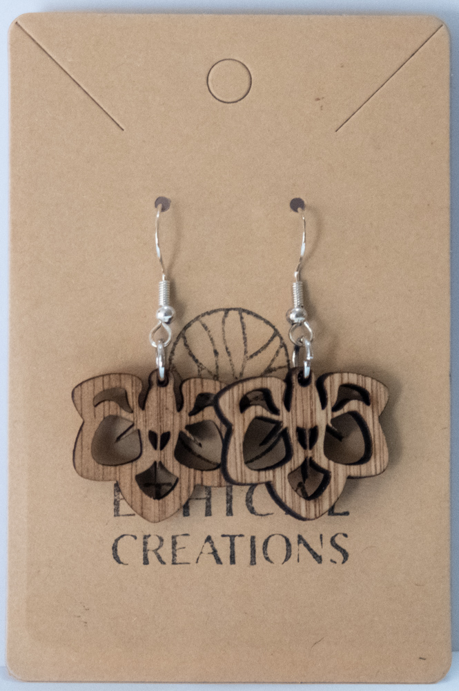 Floral Bloom Wooden Earrings – 925 Sterling Silver Hooks