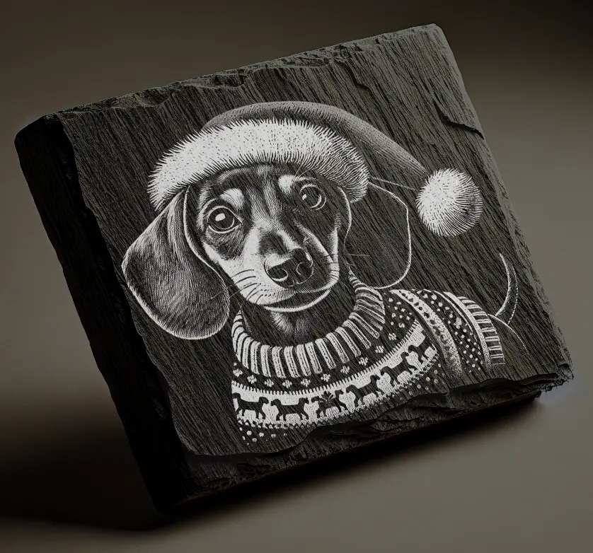 Sausage Dog in a Christmas Jumper and Hat Coaster