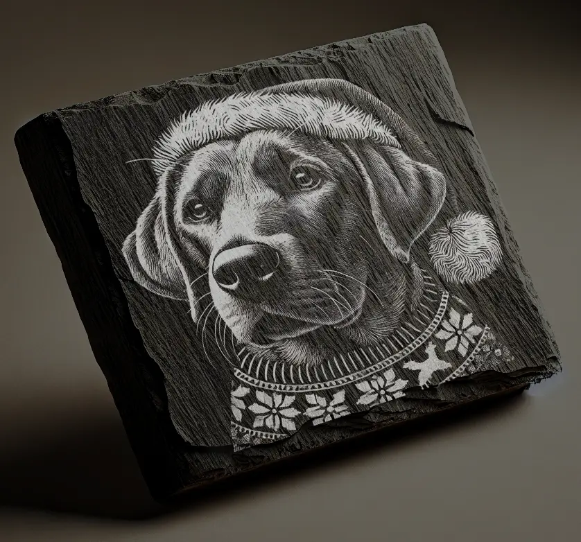 Labrador in a Christmas Jumper and Hat Coaster