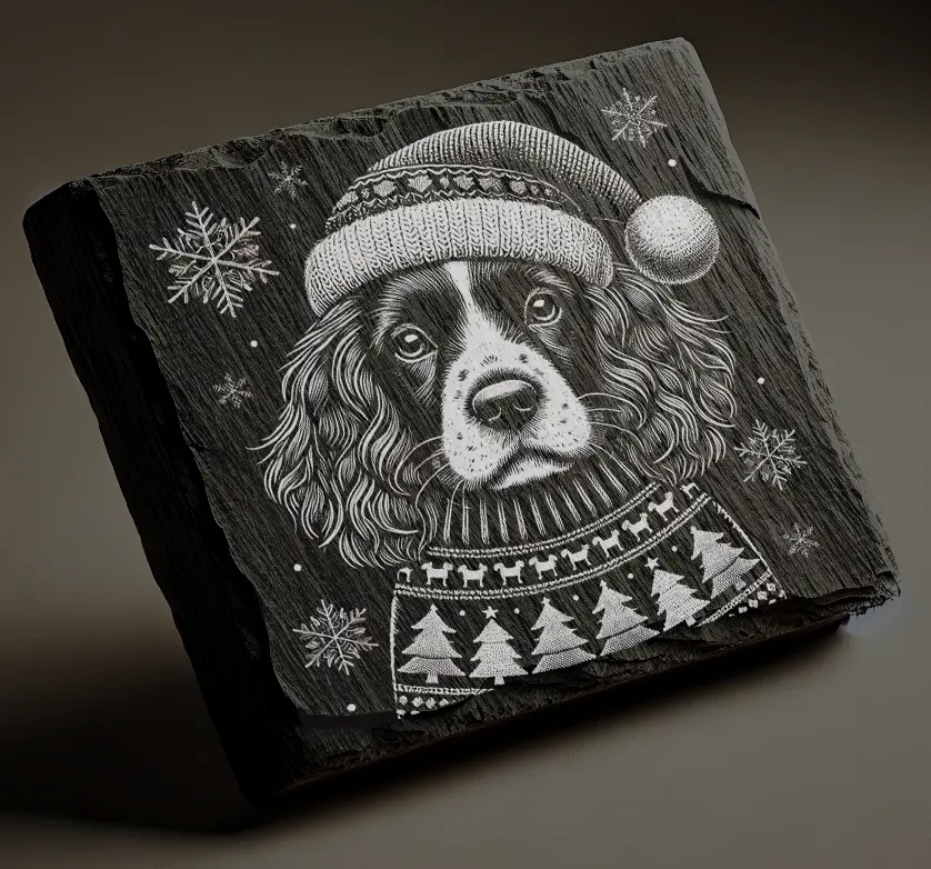 Spaniel in a Christmas Jumper and Hat Coaster