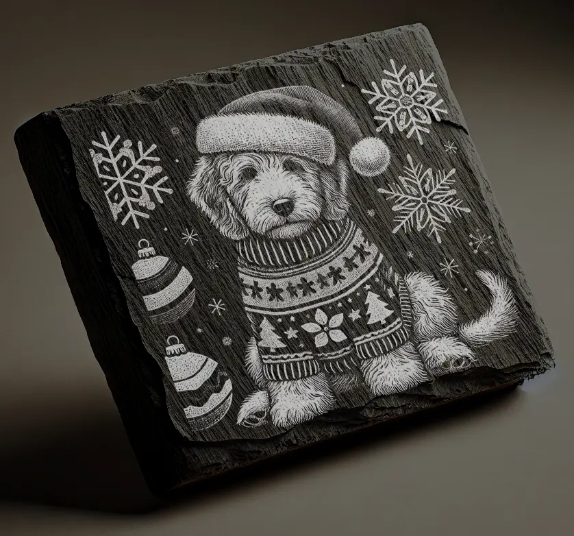 Labradoodle in a Christmas Jumper and Hat Coaster