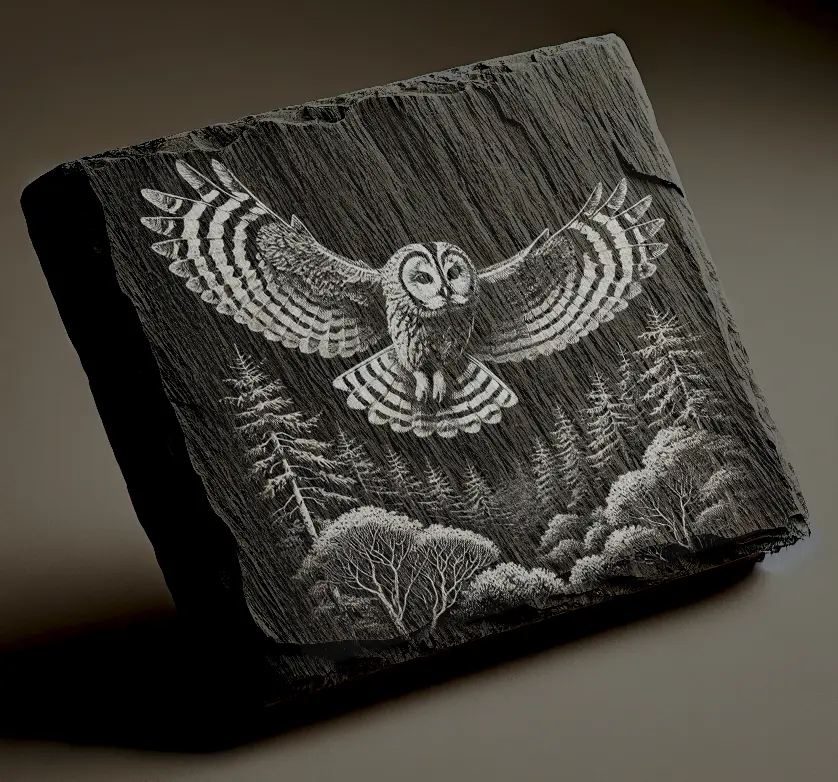 Tawny Owl in flight Coaster