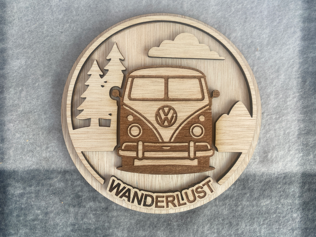VW Split Screen Camper Van Wooden Plaque