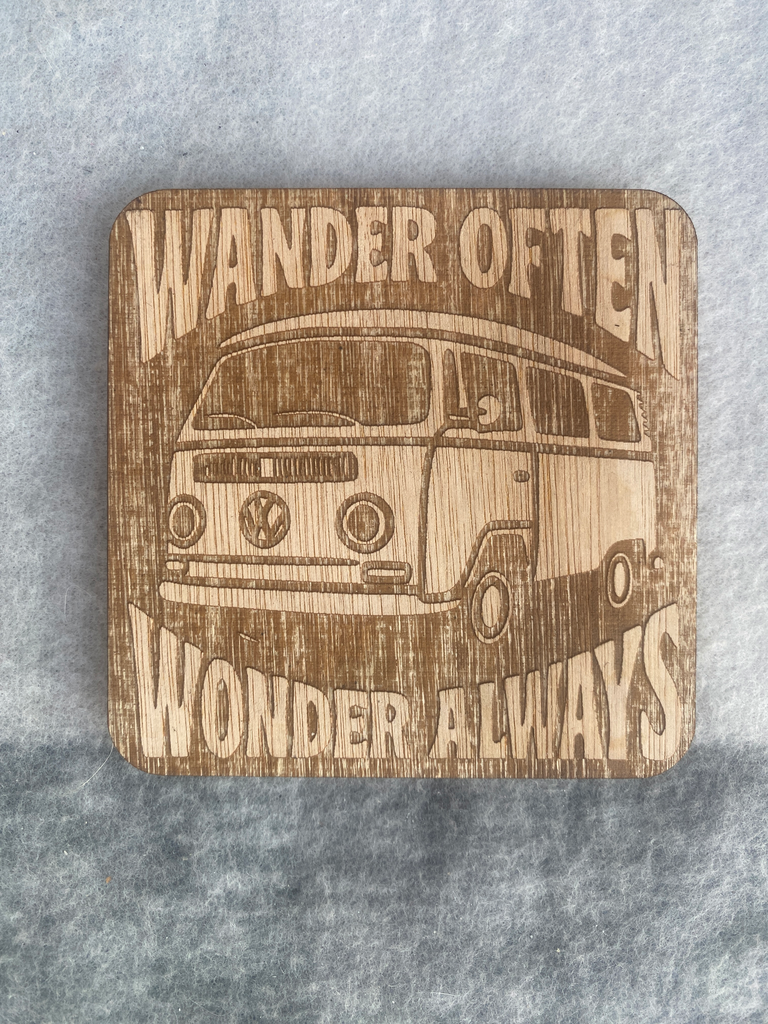 Wander Often, Wonder Always VW Bay Camper Coaster
