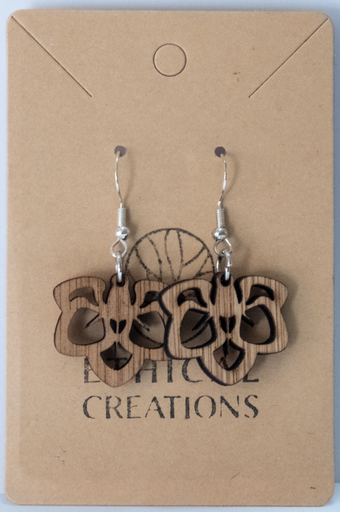 Floral Bloom Wooden Earrings – 925 Sterling Silver Hooks