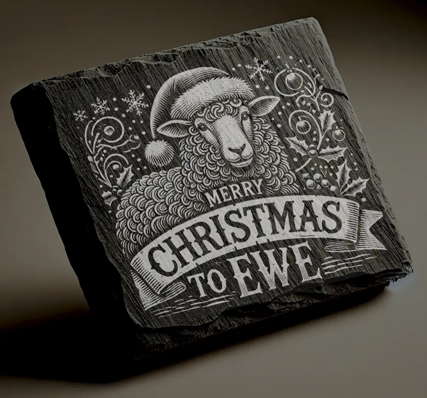 Merry Christmas to Ewe Slate Coaster